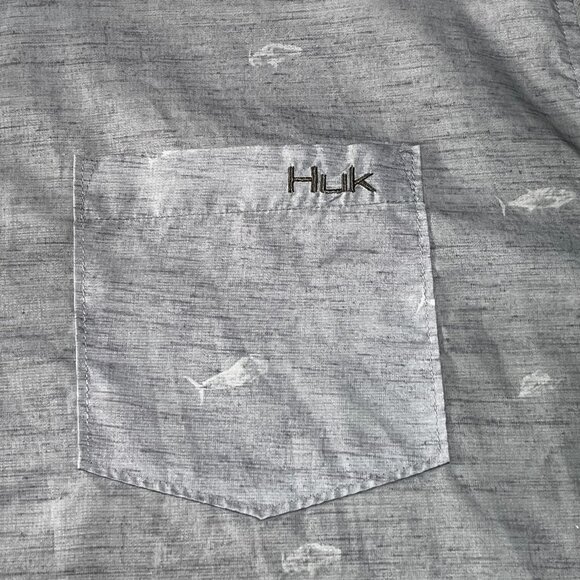 Huk Performance Fabric Fishing Shirt Mens Size XXL Short Sleeve Button Up Pocket - Picture 4 of 7